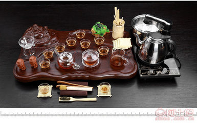 易麦陶瓷四合一电磁炉茶具套装 实木紫檀与紫砂工艺的完美融合
